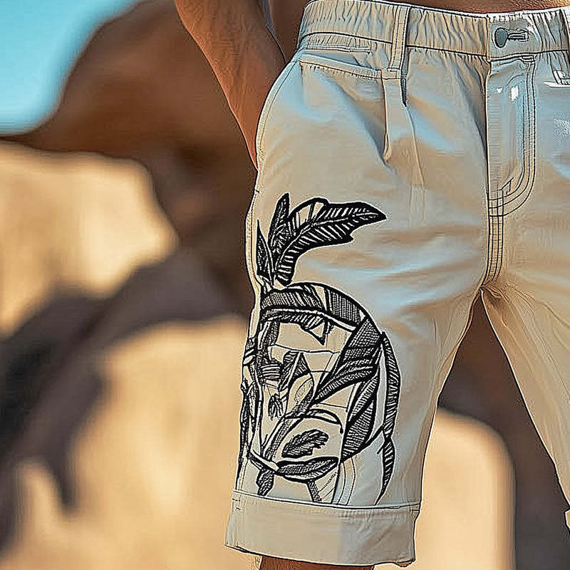 Bestickte Freizeitshorts aus Mischgewebe für Herren