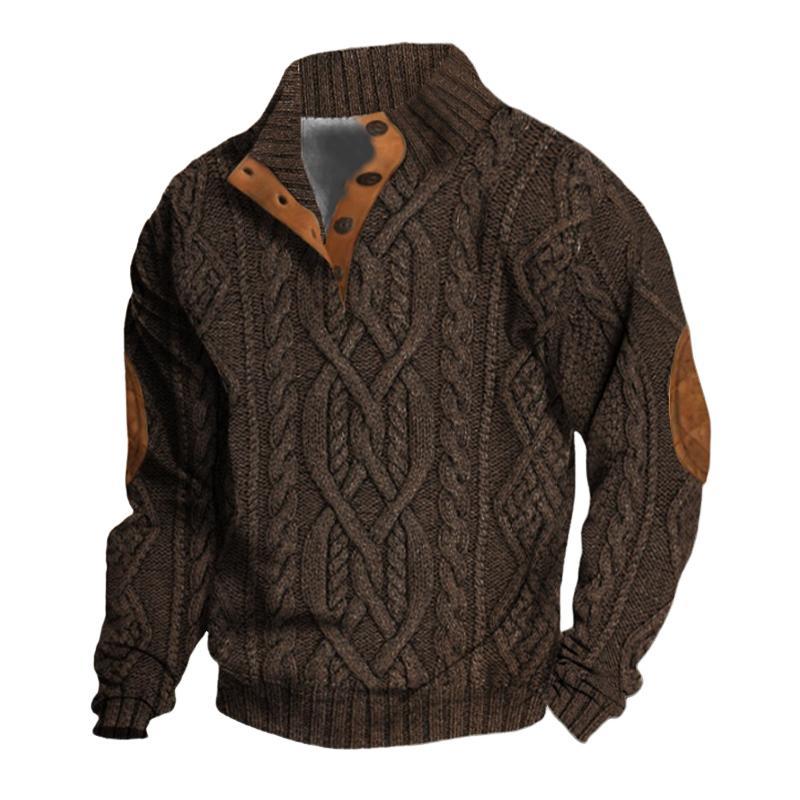 Suéter vintage de punto con cuello alto para hombre