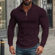 Men's Half-zip Small Square Stand Collar Long Sleeve T-shirt