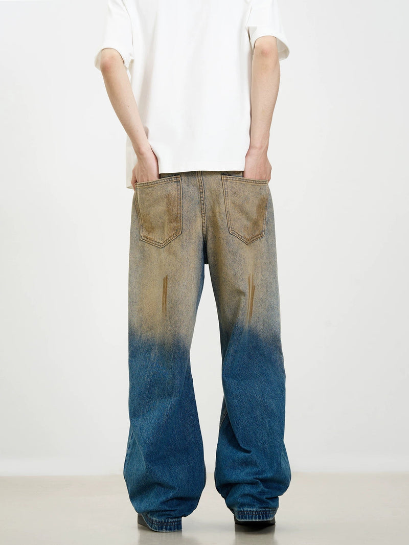 Retro Ripped Washed Patina Street Hip-Hop Jeans