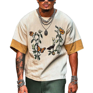 Camiseta de manga corta con cuello redondo y estampado para hombre