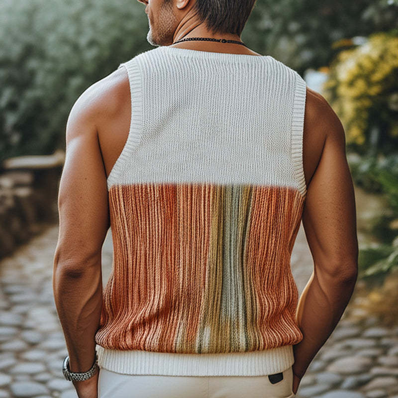 Camiseta de tirantes de punto con cuello en V informal de moda de verano para hombre
