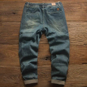 Men's Casual Solid Color Drawstring Straight Jeans