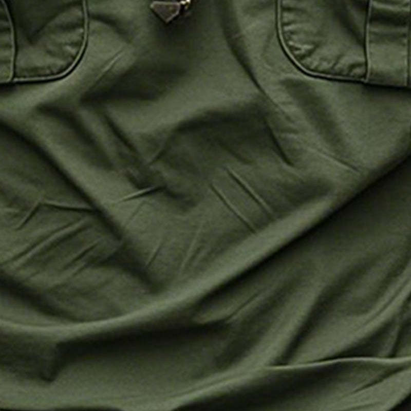 Camiseta informal de manga corta con bolsillo verde militar para hombre