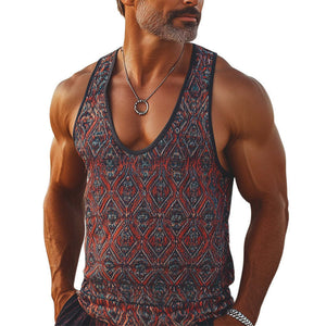 Men's Retro Print Casual Tank Top
