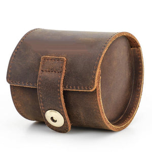 Men's Classic Vintage Portable Cowhide Watch Storage Bag