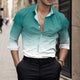 Men's Gradient Lapel Button Loose Long Sleeve Shirt