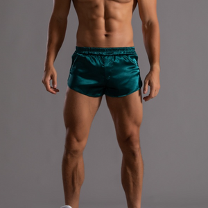 Pantalones cortos de satén con cintura elástica para hombre