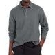 Men's Casual Solid Color Button Lapel Long Sleeve Polo Shirt