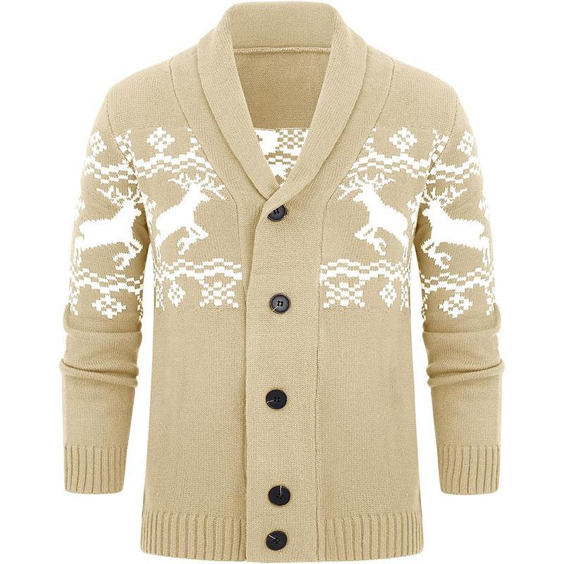 Men's Elk Jacquard Knit Cardigan Jacket