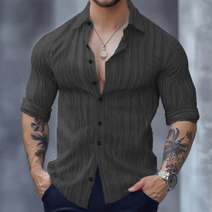 Camisa básica informal cómoda de manga larga para hombre