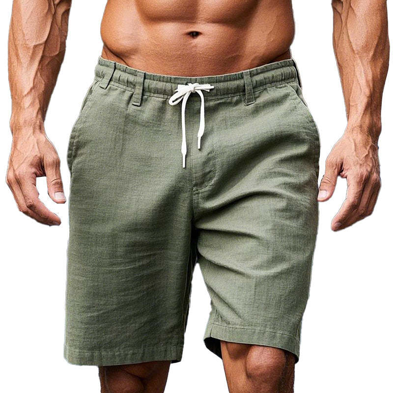 Men's Light Army Green Solid Color Breathable Casual Shorts