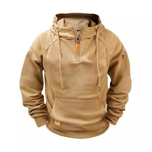 Men's Solid Zip-Up Hoodie Raglan Sleeve Sweatshirt