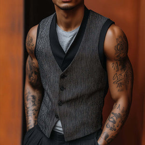 Chaleco estampado retro casual con piezas para hombre
