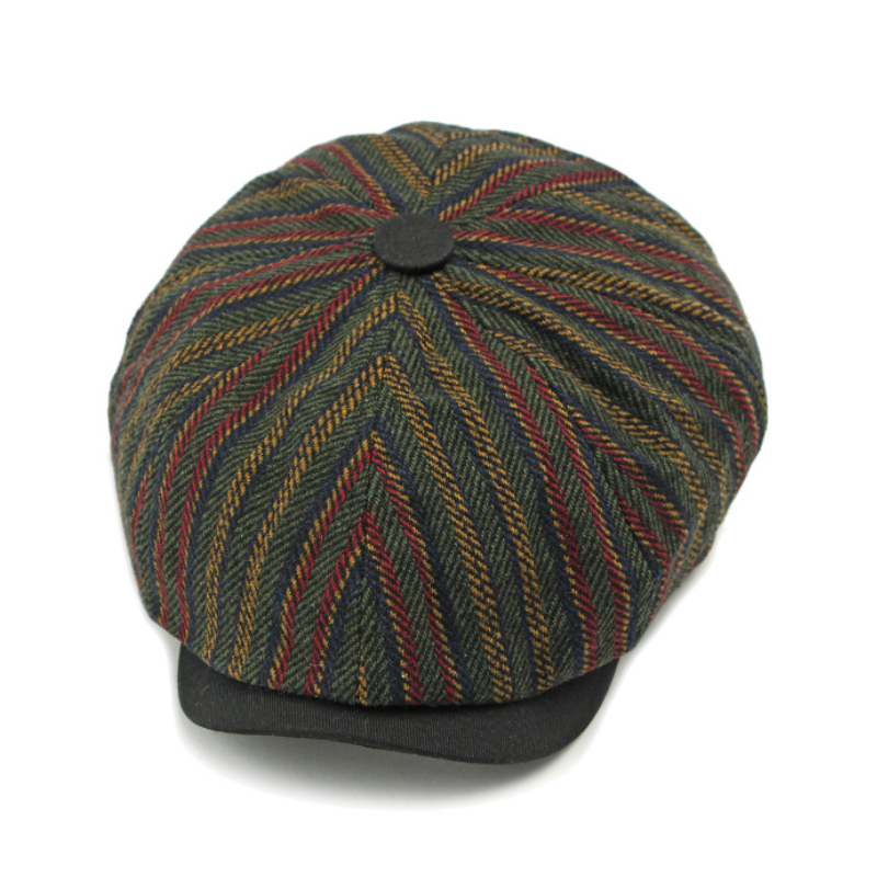 Sombrero de vendedor de periódicos a rayas bohemias vintage para hombre
