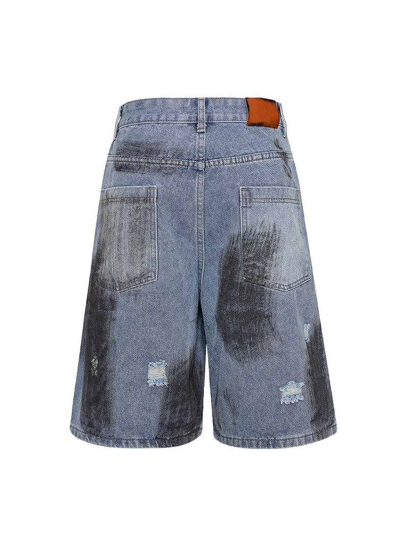 High Street Washed Distressed Denim Shorts