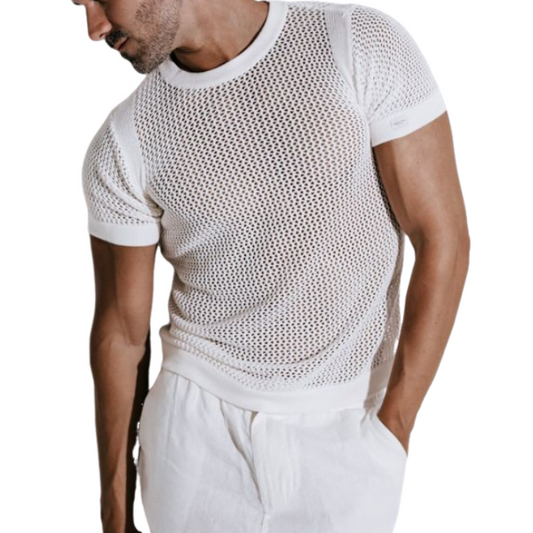 Men's Spring And Summer Fashionable Casual Slim Fit Knitted Short-sleeved T-shirt