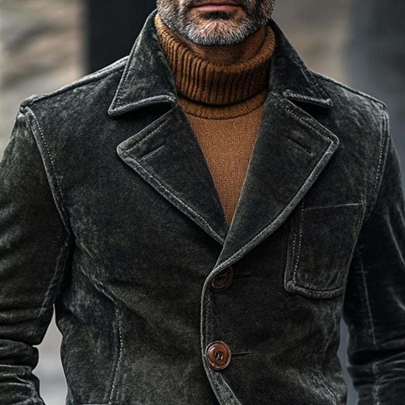 Blazer de terciopelo liso con botonadura sencilla para hombre