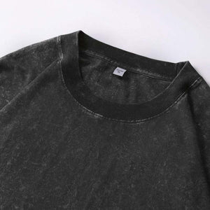 Camiseta de manga larga de algodón lavado y desgastado para hombre