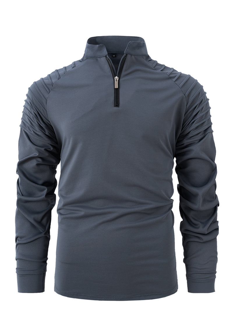 MEN'S SPLICING CASUAL SPORTS LONG SLEEVE ZIPPER SHIRT