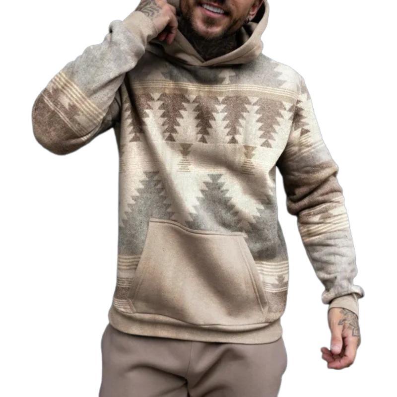 Men's Retro Casual Ethnic Style Geometric Print Hoodie