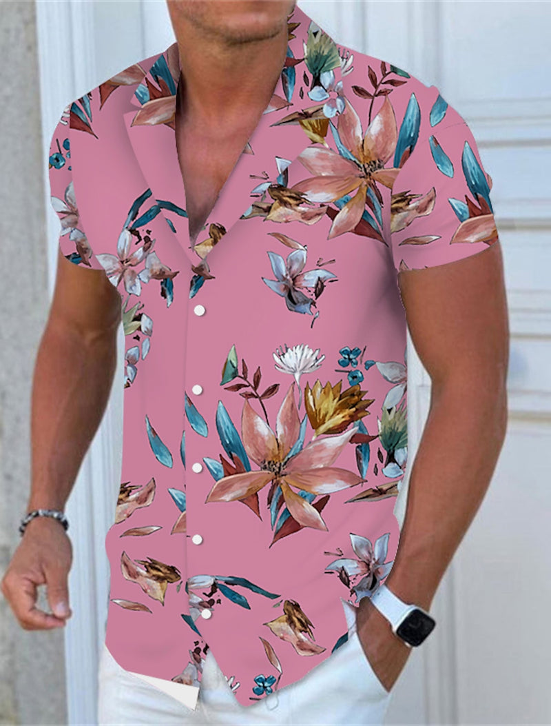 Men's Hawaiian Aloha Flowers Design Shirt