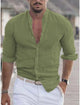 Men's Linen Solid Color Long Sleeve Shirt