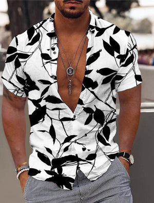 Camisa hawaiana con diseño de hojas Aloha para hombre