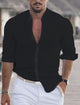 Men's Linen Solid Color Long Sleeve Shirt