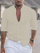 Men's Linen Solid Color Long Sleeve Shirt