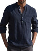 Men's Linen Solid Color V Neck Shirt