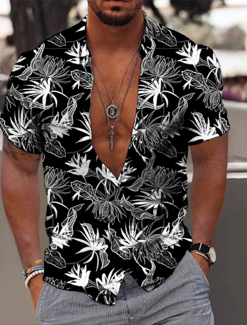 Men's Hawaiian Aloha Leaves Design Shirt