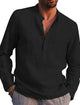 Men's Linen Solid Color V Neck Shirt