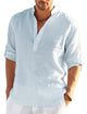 Men's Linen Quick Dry Button-Down Solid Color Henley Shirt