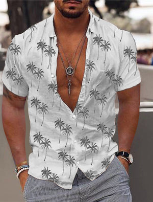 Camisa hawaiana con diseño de árboles Aloha para hombre