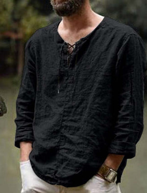 Camisa de manga larga de algodón para exteriores para hombre