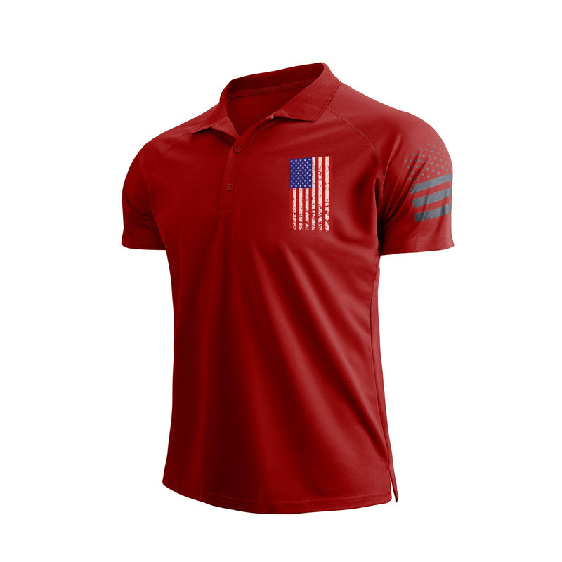 USA FLAG RAGLAN GRAPHIC POLO SHIRT