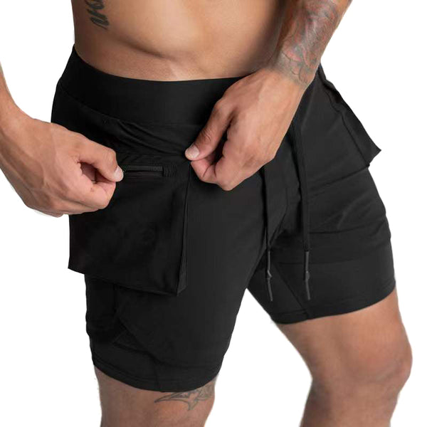 STANDING ZIPPER QUICKDRY POCKET 2 IN 1 7'' INSEAM RUNNING SHORTS