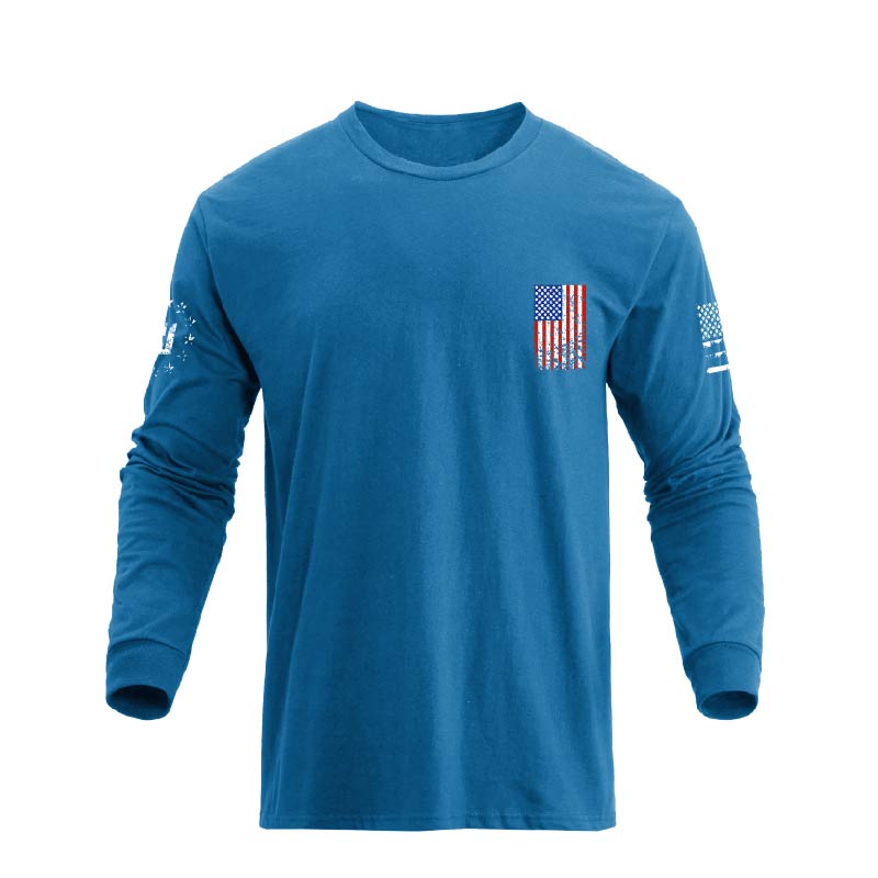 USA FLAG CROSS GRAPHIC LONG SLEEVE T-SHIRT