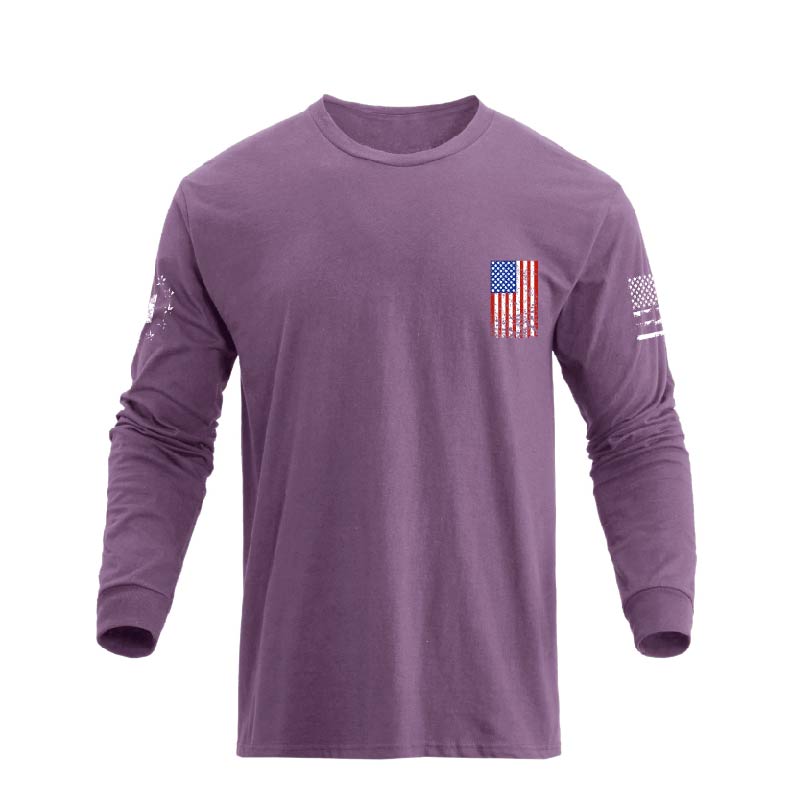 USA FLAG CROSS GRAPHIC LONG SLEEVE T-SHIRT