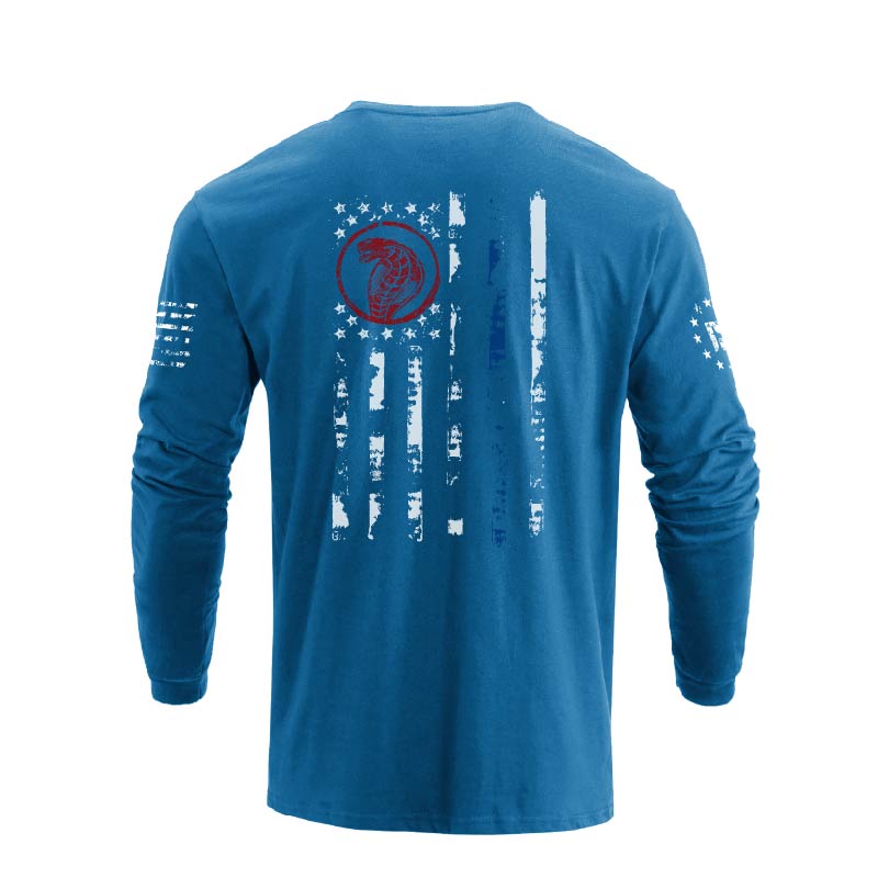 USA FLAG SNAKE GRAPHIC LONG SLEEVE T-SHIRT