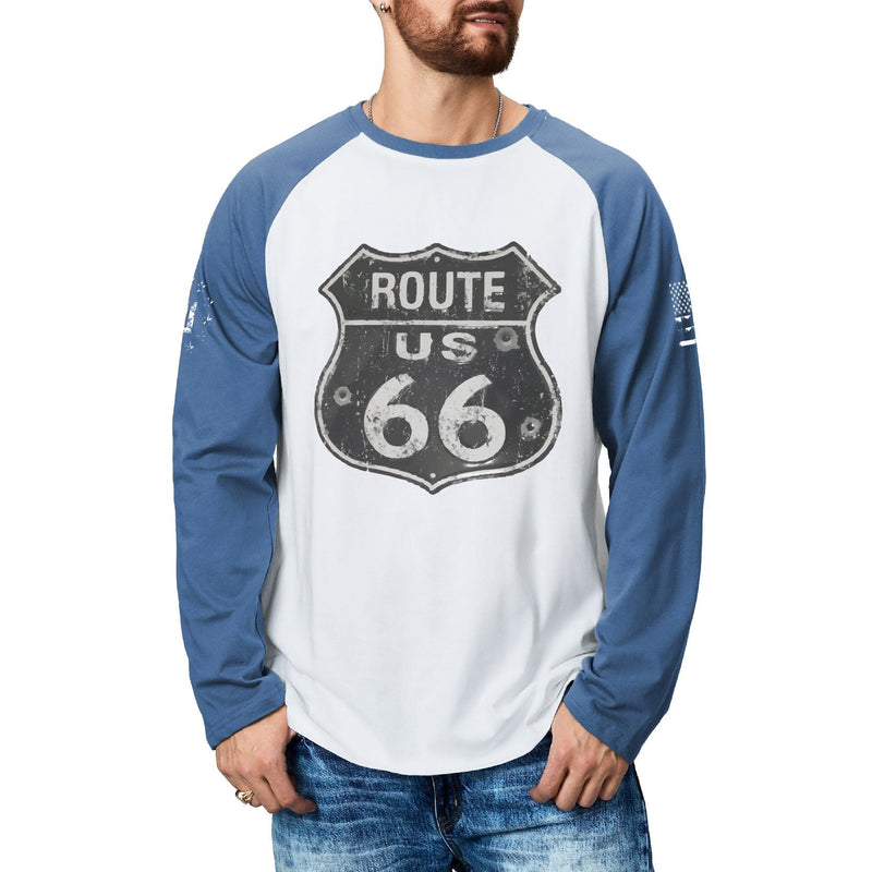 ROUTE 66 RAGLAN GRAPHIC LONG SLEEVE T-SHIRT