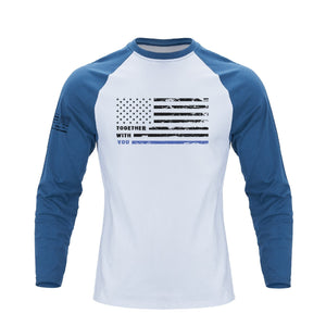 CAMISETA DE MANGA LARGA RAGLÁN CON GRÁFICO DE LA BANDERA DE EE. UU.