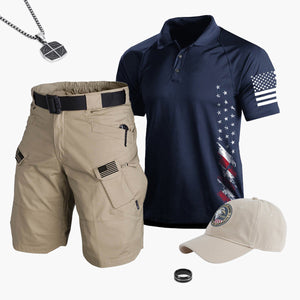 Poloshirt mit USA-Flagge und Raglan-Grafik