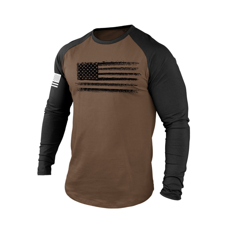 USA FLAG RAGLAN GRAPHIC LONG SLEEVE T-SHIRT