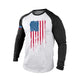 DISTRESSED USA FLAG RAGLAN GRAPHIC LONG SLEEVE T-SHIRT