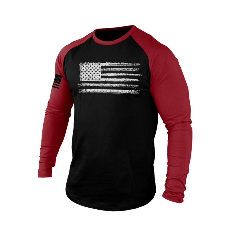 USA FLAG RAGLAN GRAPHIC LONG SLEEVE T-SHIRT