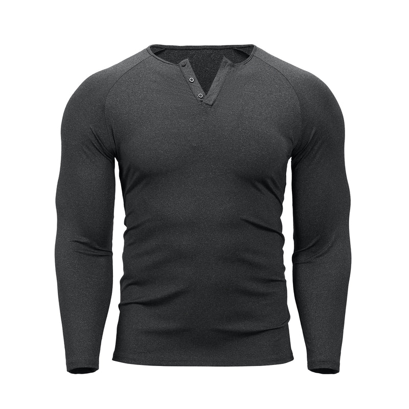 ESSENTIALS BUTTON HENLEY QUICK DRY LONG SLEEVE HENLEY SHIRT