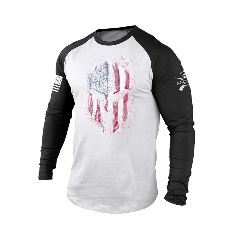 USA FLAG SPARTAN 100% COTTON RAGLAN GRAPHIC LONG SLEEVE T-SHIRT