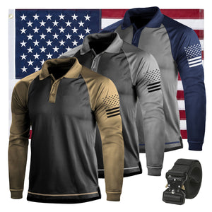 POLO DE MANGA LARGA RAGLÁN CON BLOQUE DE COLOR ESENCIAL DE 1/4 BOTÓN